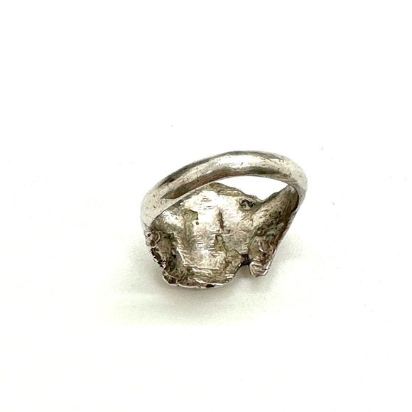 Vintage Art Nouveau Face Sterling Silver Ring - Picture 5 of 14